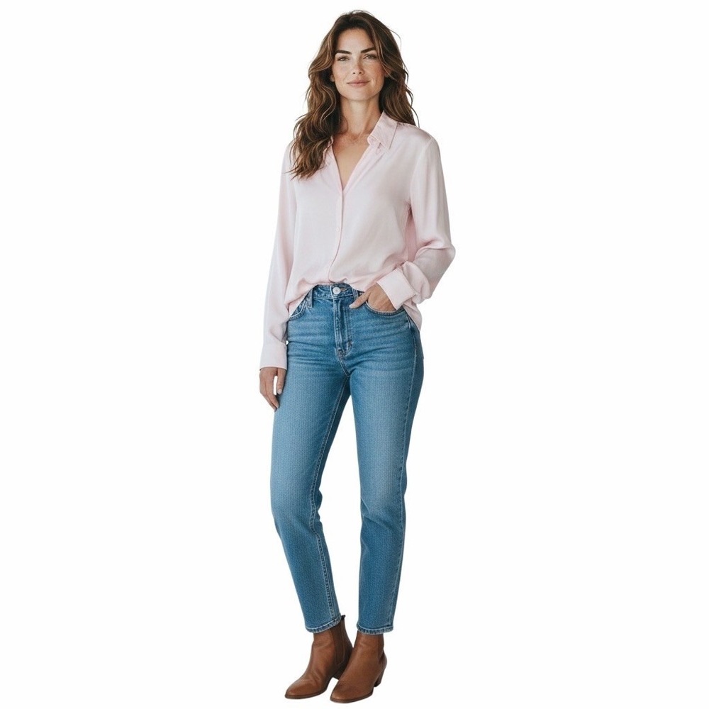 Vintage Womens Starington‎ Silk Button Down Shirt Pink 8 NWT